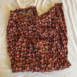 NWT Zara Floral black and pink skirt
